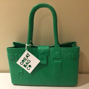 Great Bag Co. Designer Rubber Handbag Tote Purse Emerald Green Robert Ve…